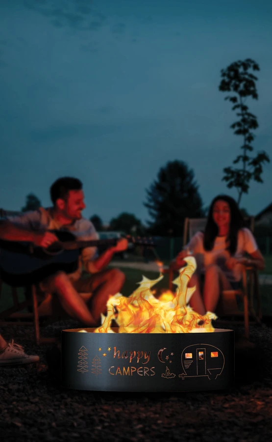 A group of people gathered around a fire pit, enjoying conversation and warmth on a cool evening